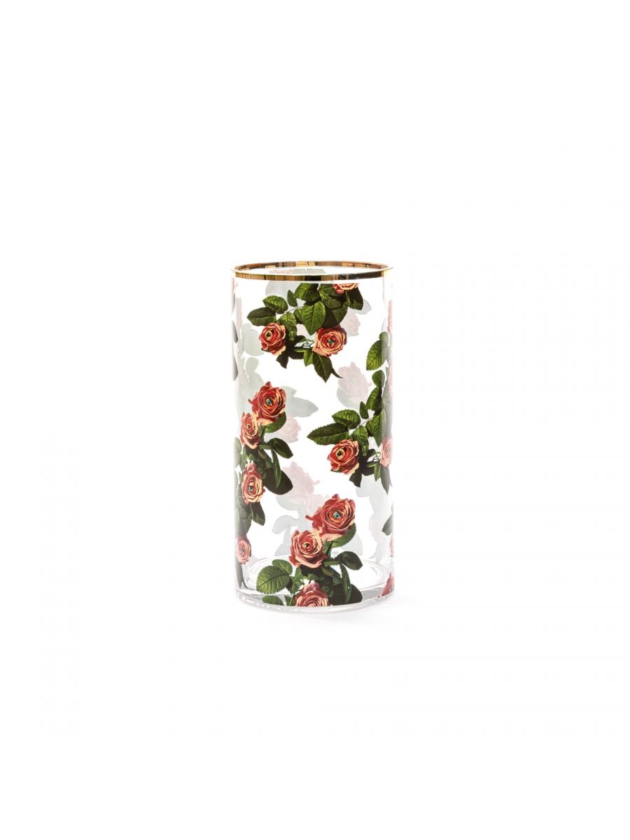 Jarrón Cristal Rosas Cilíndrico Mediano - Seletti