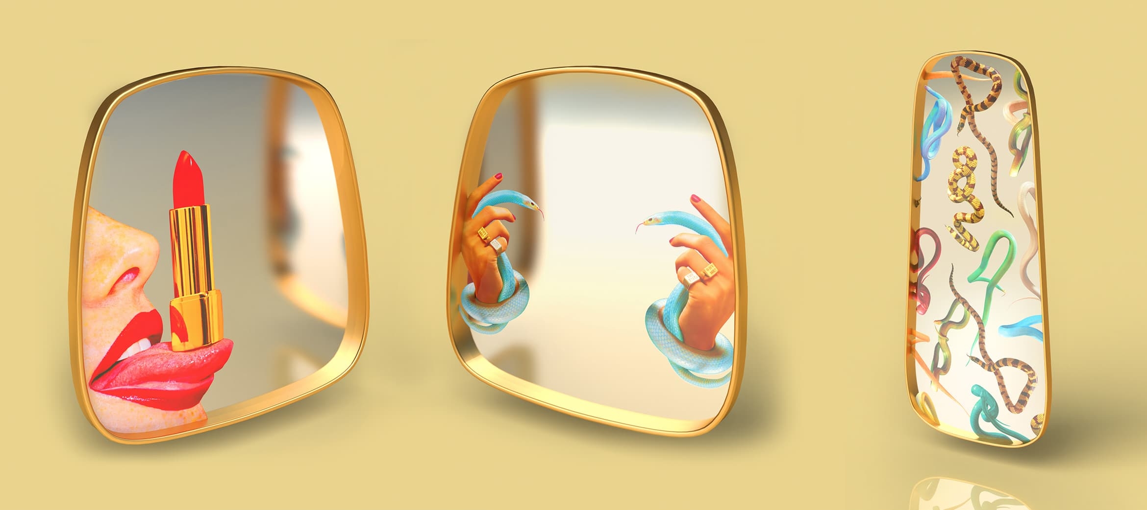 Mirror Gold Frame Sea Girl - Seletti